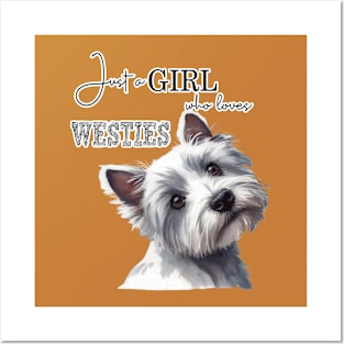 Just a Girl Who Loves Westies Cute Westie Watercolor art Posters and Art